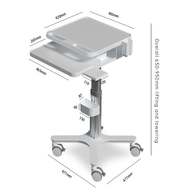 Mobile Dental Cart for Intraoral Scanner Medical Dental Lab Trolley Cart with Socket